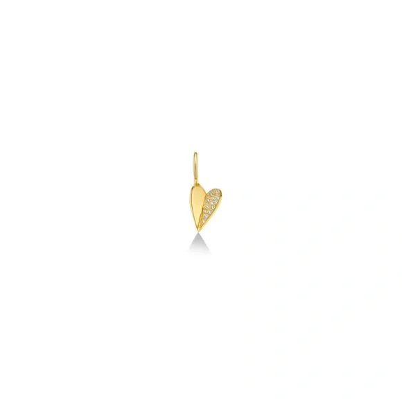 Amanda Pearl Mini Folded Heart Charm with Half Pavé - Picture 2 of 8